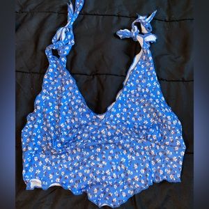 Shein Large Blue Flowery Tank/Crop Top